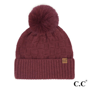 CC Weave Texture Pom Beanie