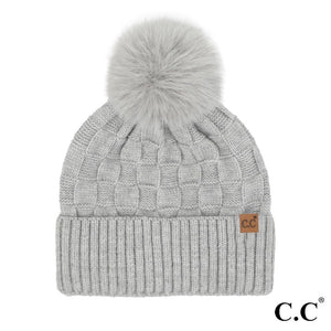 CC Weave Texture Pom Beanie