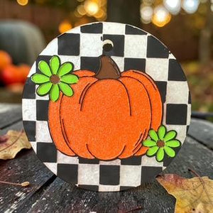 Checkered Pumpkin Car Freshie