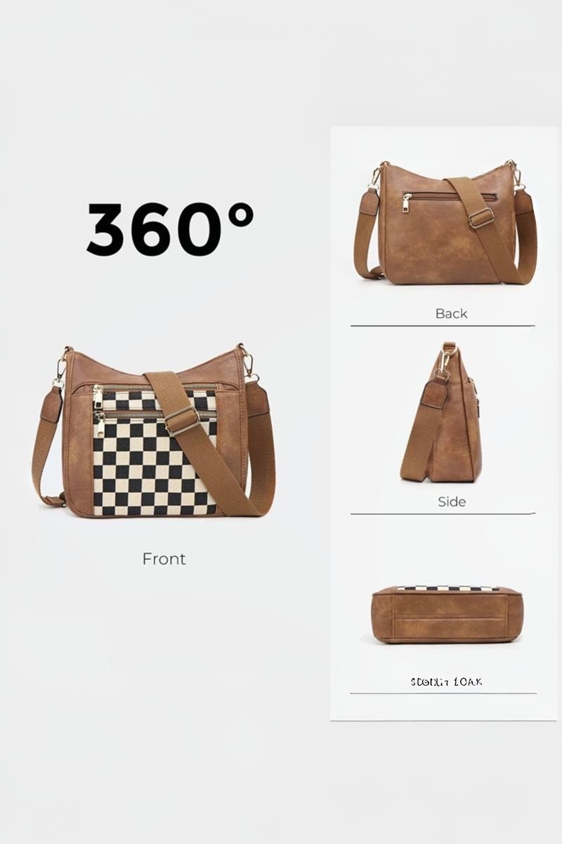 Checkered Small Hobo Purse