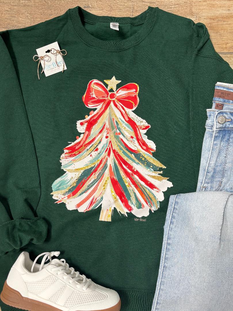 Preppy Brush Stroke Christmas Tree Tee or Sweatshirt