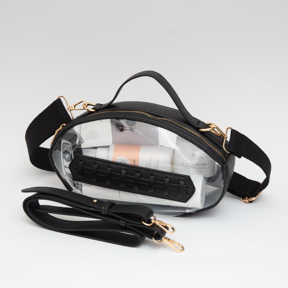 Black Clear Football Shaped Purse
