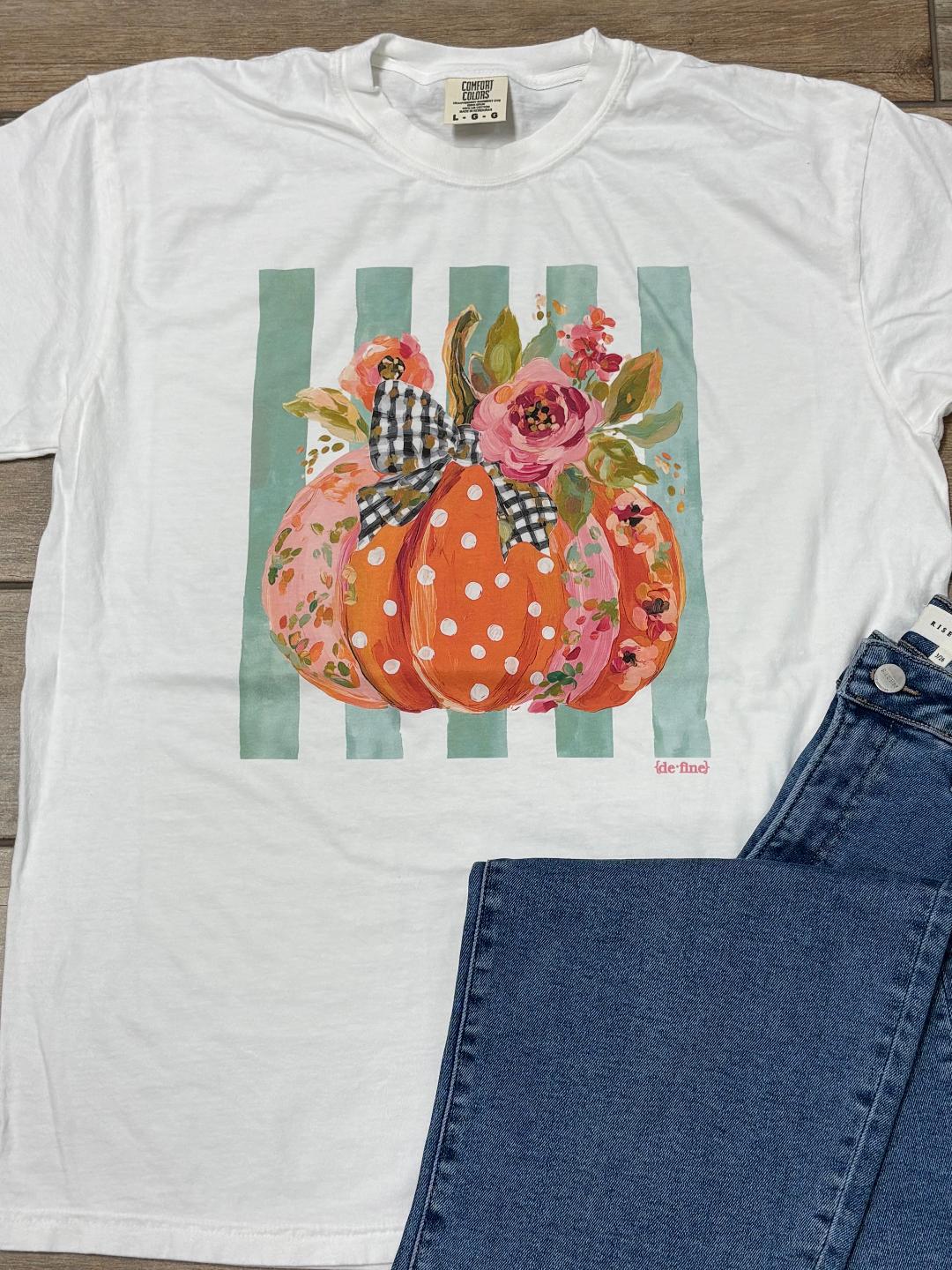 Colorful Striped Pumpkin Graphic Tee