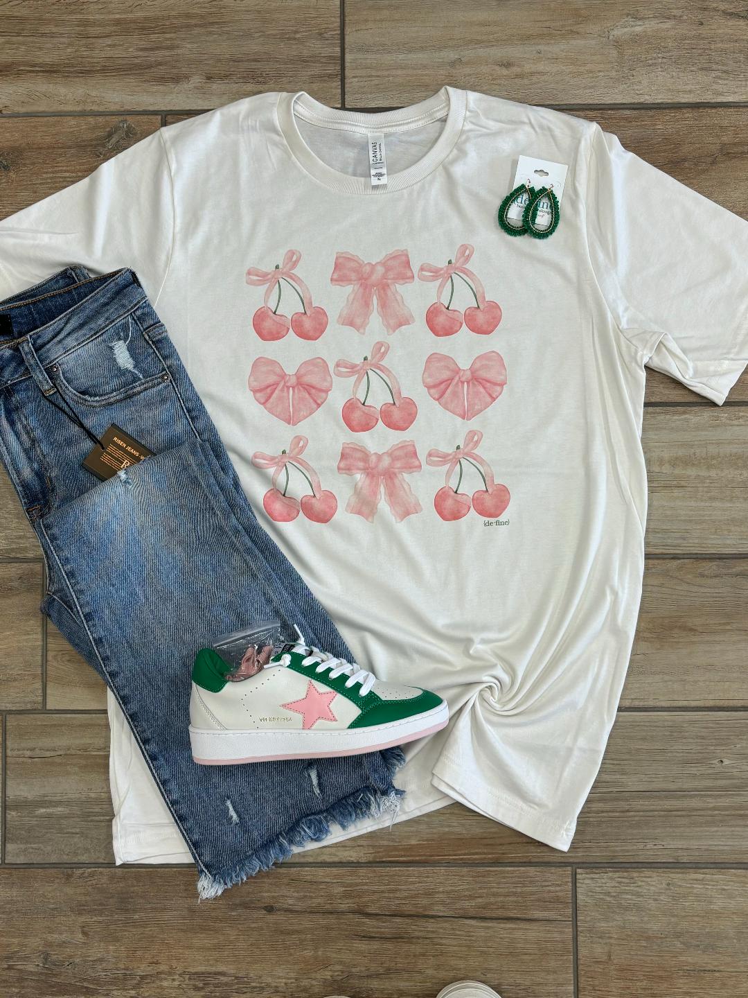 Coquette Bows and Cherries Graphic Tee