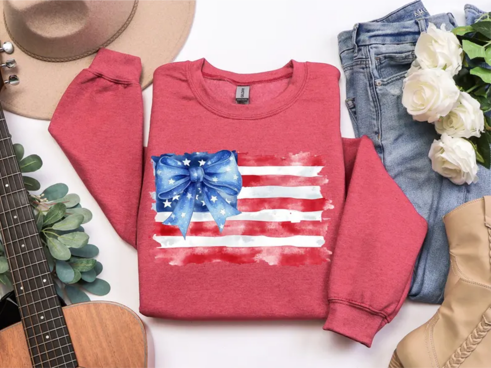 Coquette Flag with Bow Graphic Tee 4 Colors