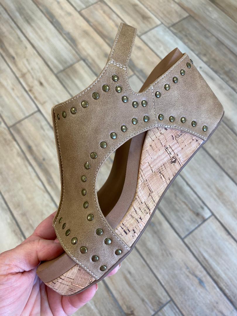 Corkys Carley Taupe Studs Sandals