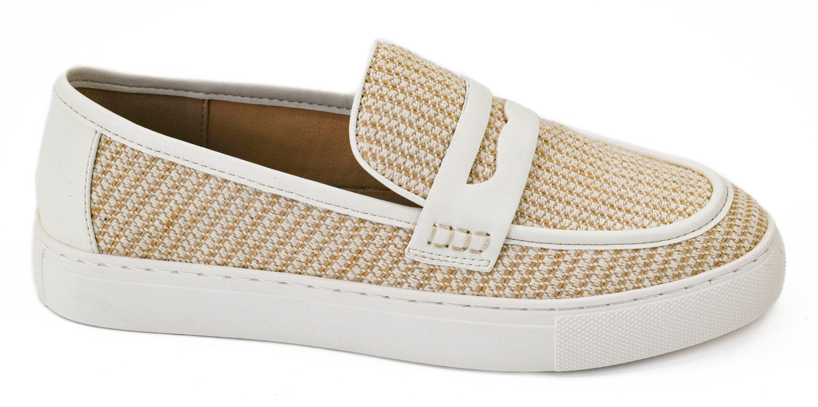 Corky's Group Chat White and Khaki Combo Loafers