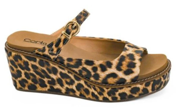 Corky's Treat Yourself Leopard Open Toe Wedge