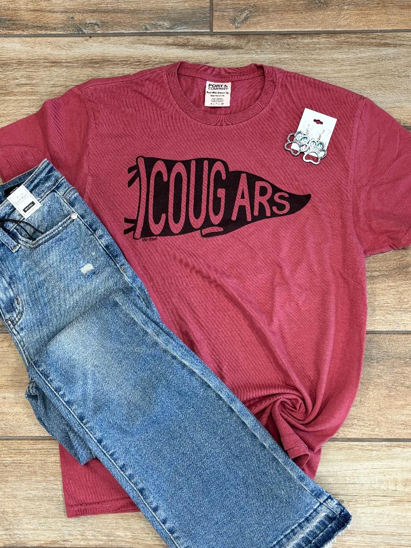 Cougars Pennant Flag Graphic Tee or Sweatshirt