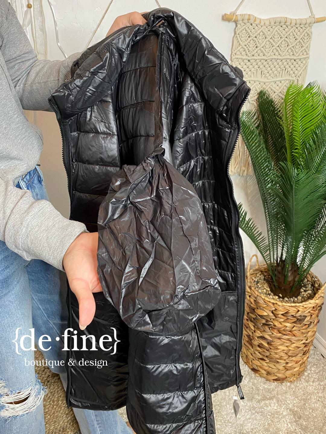 Packable Lightweight Puffer Jacket in Ivory with Bag