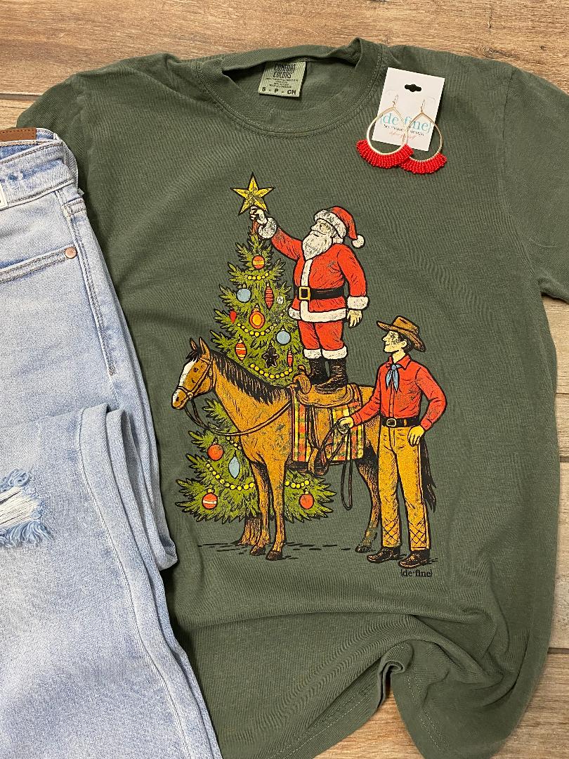 Santa and Cowboy Christmas Tee