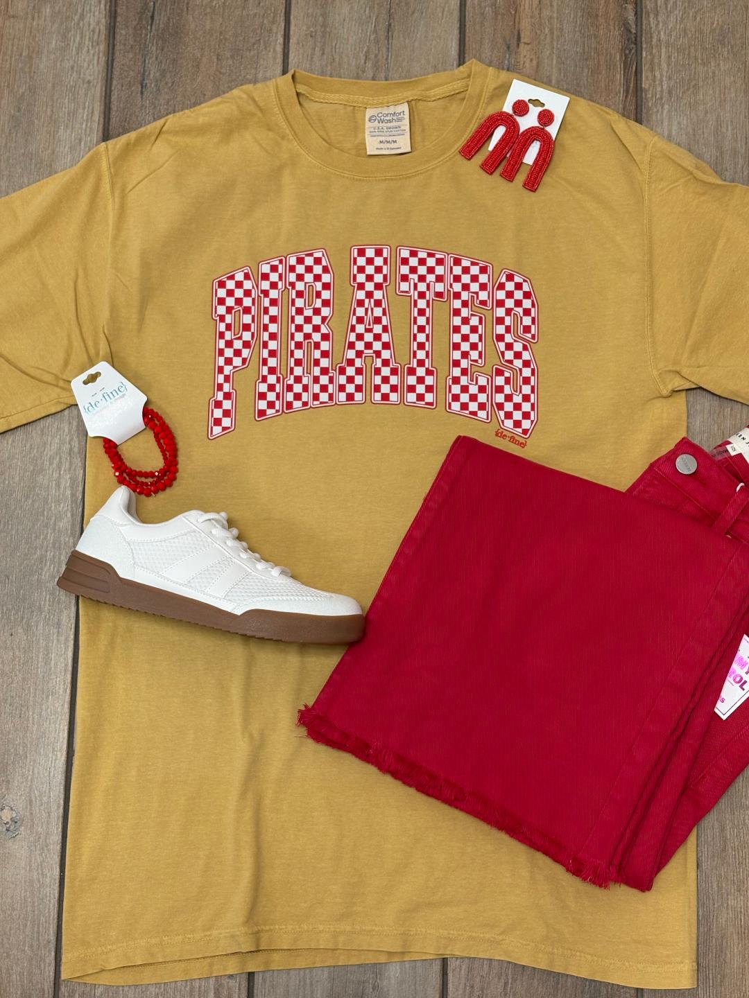 Dale Pirates Mascot Checkered Graphic Tee