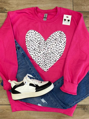 Distressed Dalmation Heart Graphic Tee or Sweatshirt