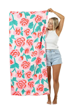 Roses All Over Microfiber Beach Towels: Pink