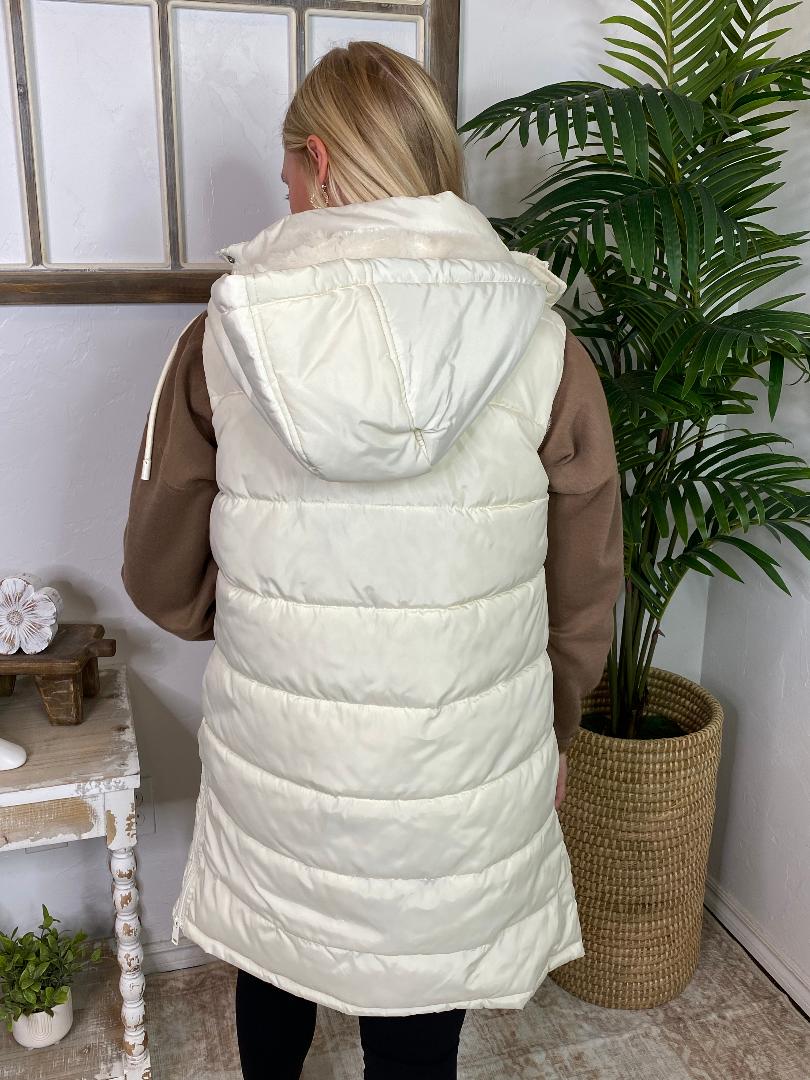 Ivory Long Puffer Vest