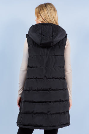 Black or Ivory Long Puffer Vest