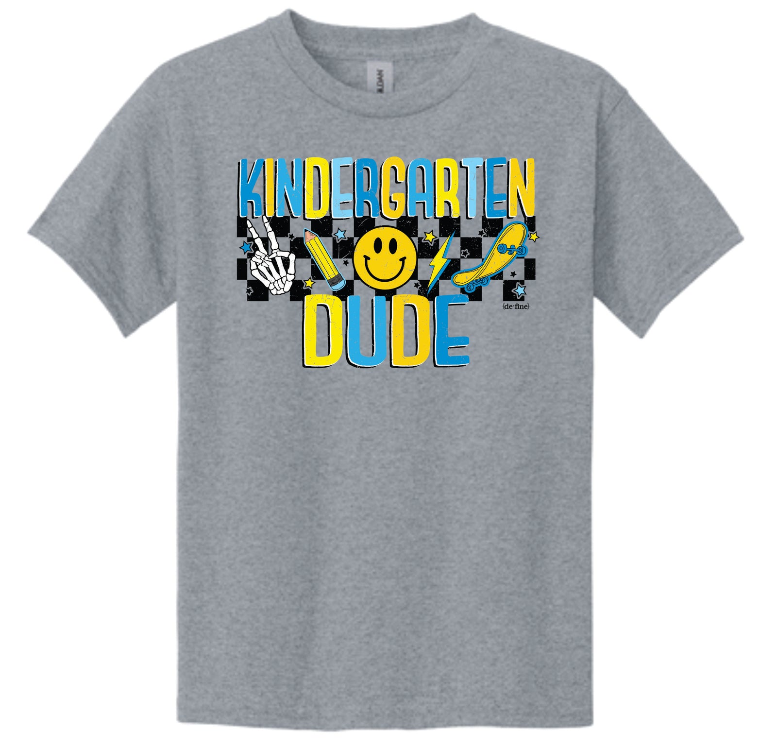 Dude Skateboard Checker Back to School Tees Pre-K - 5th Grade