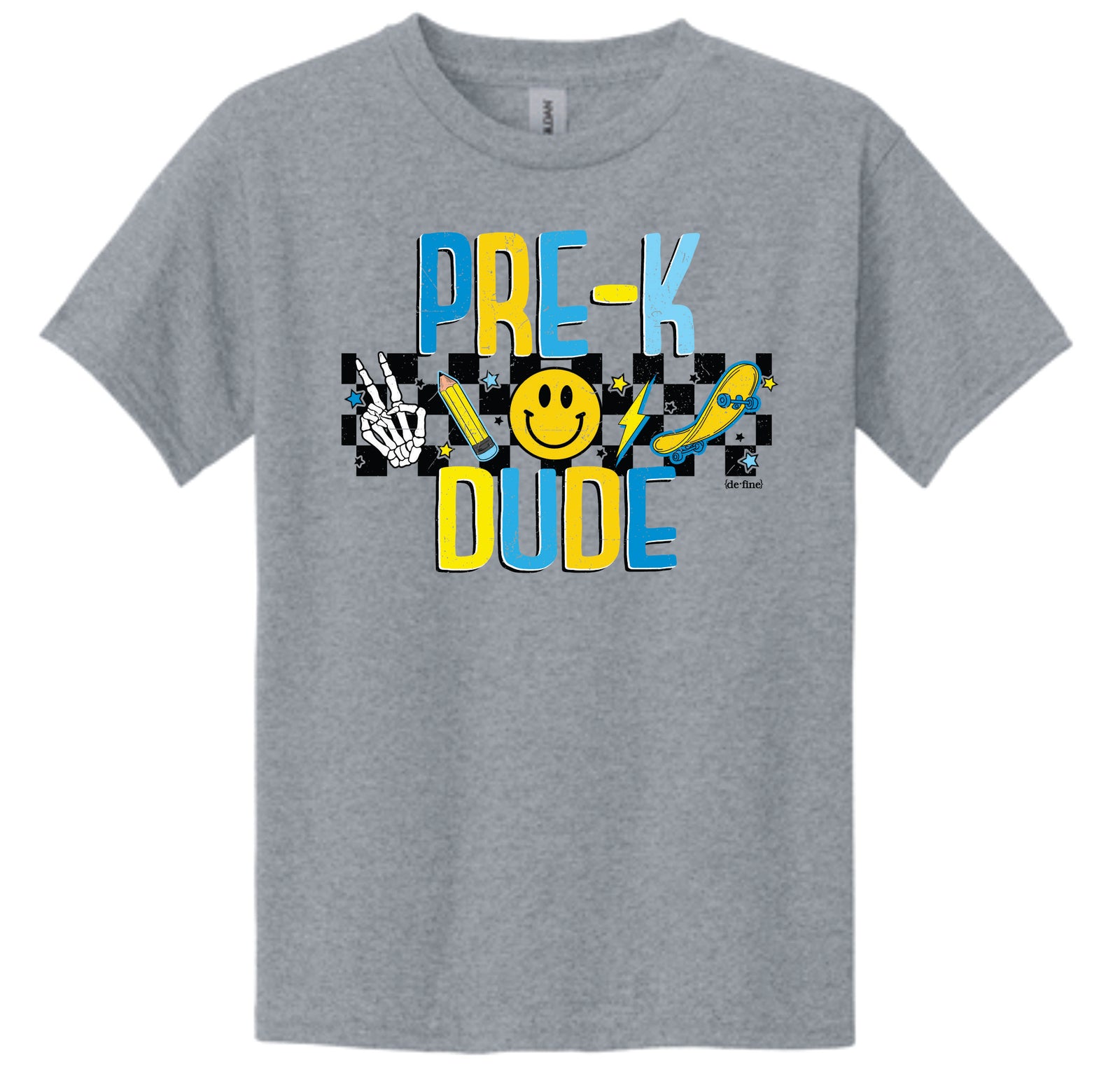Dude Skateboard Checker Back to School Tees Pre-K - 5th Grade