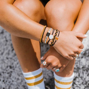 "Game Day" Black & Gold Hair Tie + Bracelets