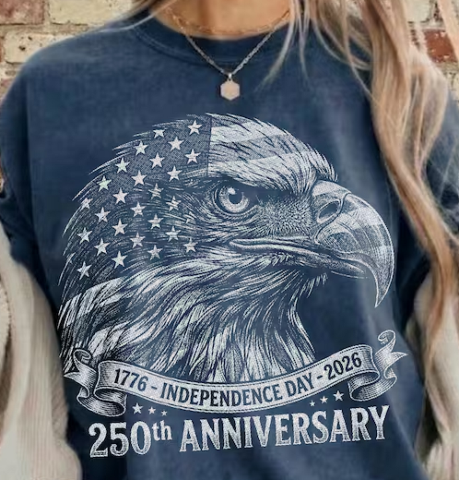 Vintage Eagle Profile 250 Years Patriotic Graphic Tee