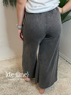 Mineral Washed Terry Wide Leg Pants in FIVE COLORS!!