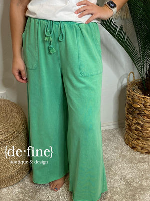 Mineral Washed Terry Wide Leg Pants in FIVE COLORS!!