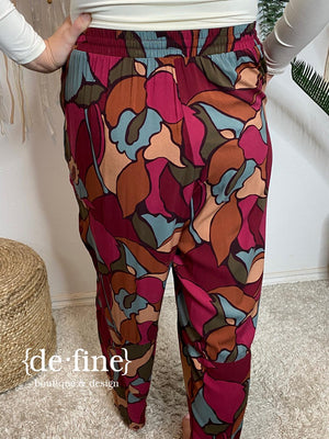 Fall Floral Wide Leg Pants