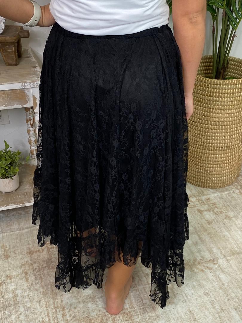 Black Lace Sharkbite Skirt