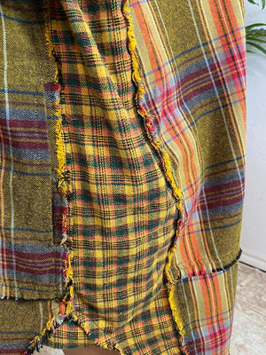 Golden Kiwi Plaid Long Button Down Shirt or Dress