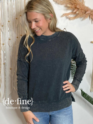 Ash Mineral Wash Crewneck Sweatshirt - Oversized! - Regular & Curvy