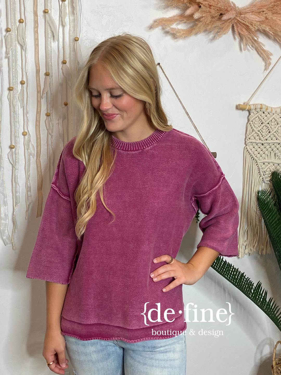 Boysenberry Mineral Washed Sweater