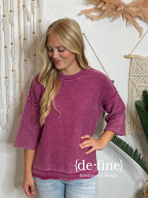 Boysenberry Mineral Washed Sweater