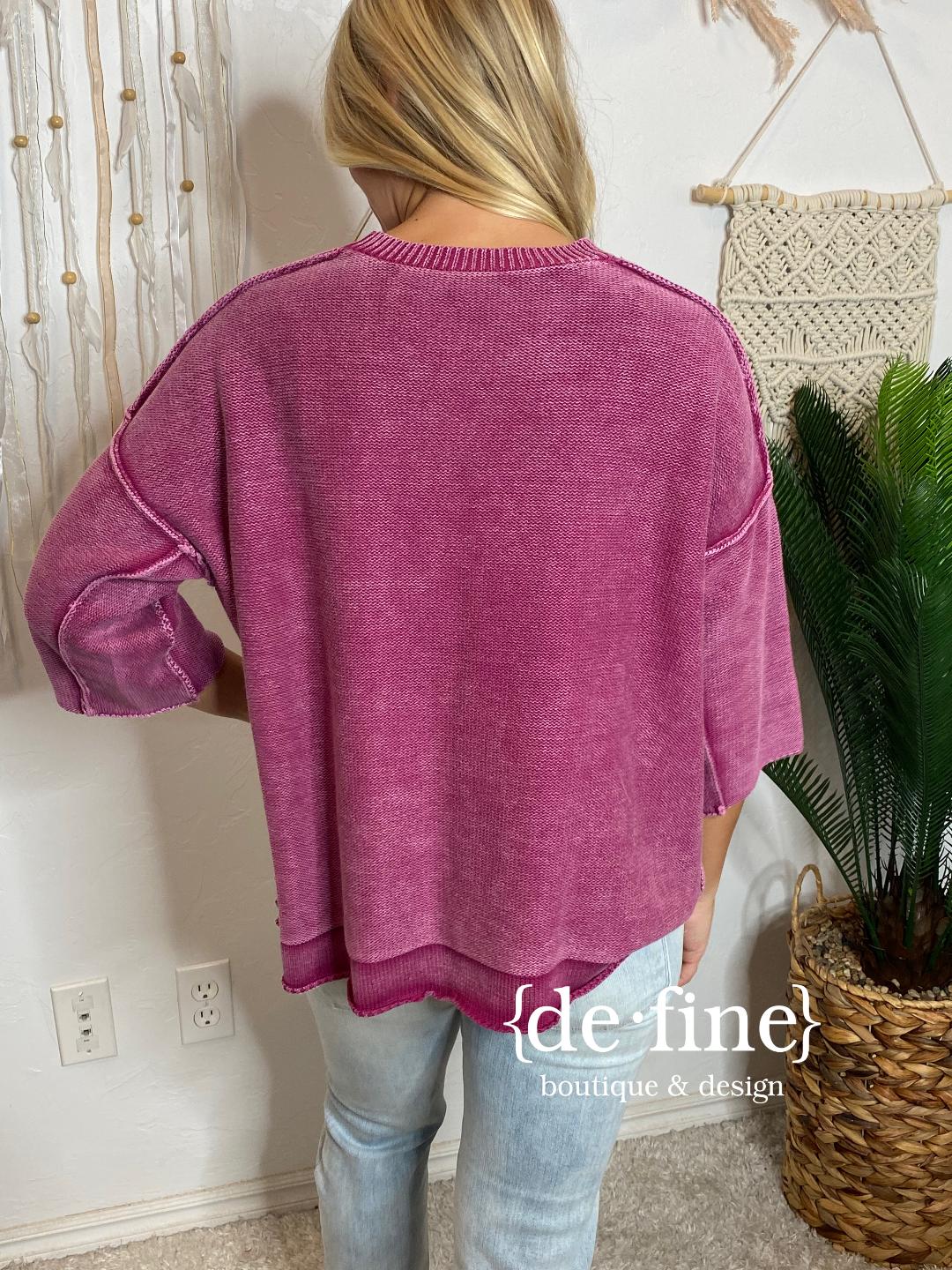 Boysenberry Mineral Washed Sweater