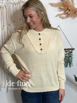 Oatmeal Henley Sweater