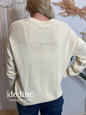 Oatmeal Henley Sweater