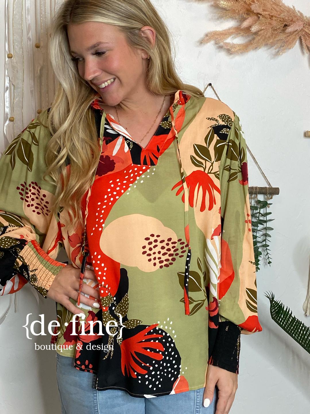 Boho Floral Blouse in 2 Colors in Curvy Sizes