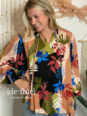 Boho Floral Blouse in 2 Colors in Curvy Sizes