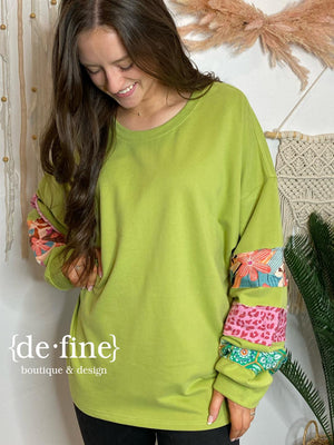 Orchid, Matcha or Stone Top with Funky Sleeves in Regular or Curvy