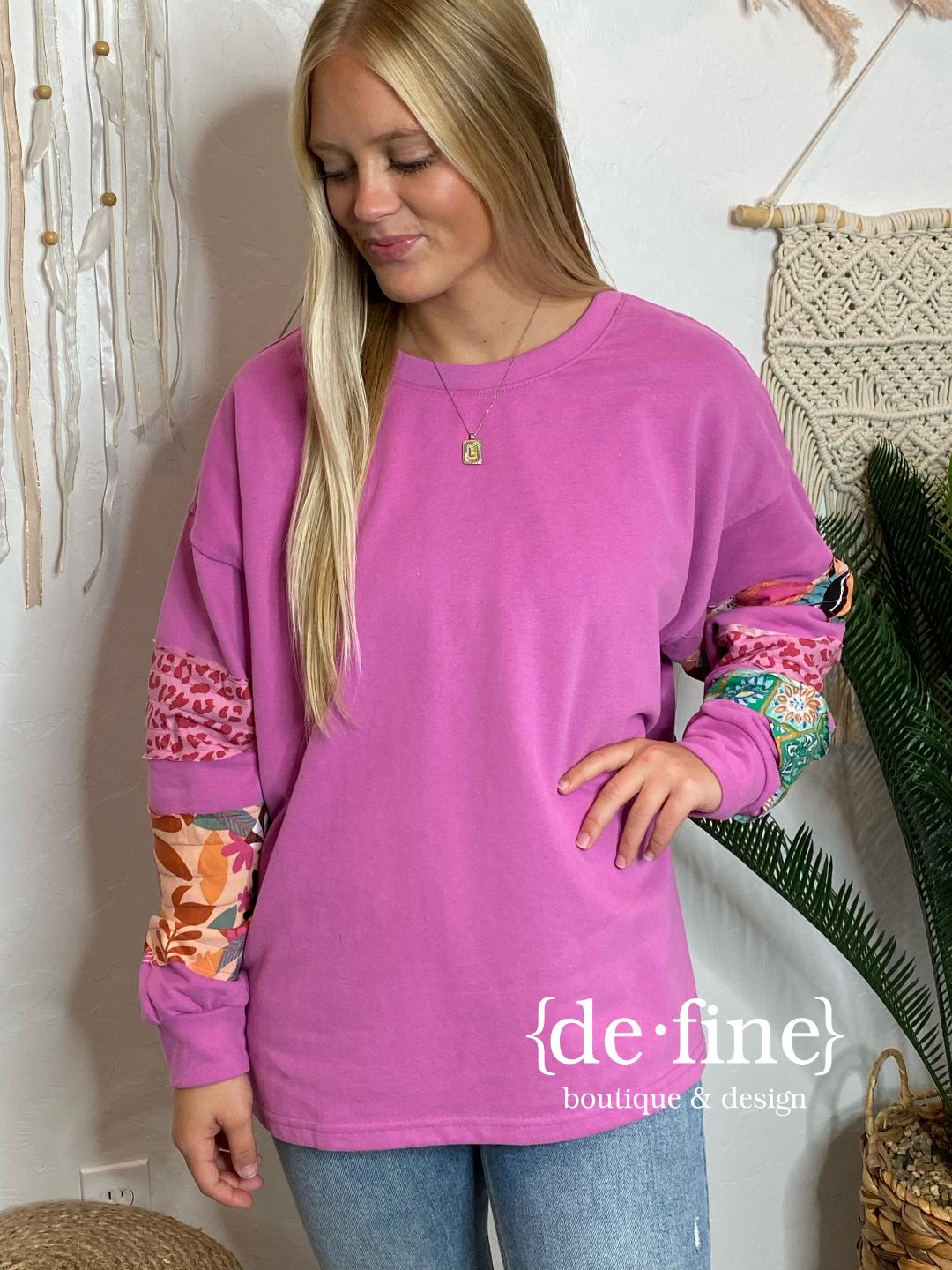 Orchid, Matcha or Stone Top with Funky Sleeves in Regular or Curvy