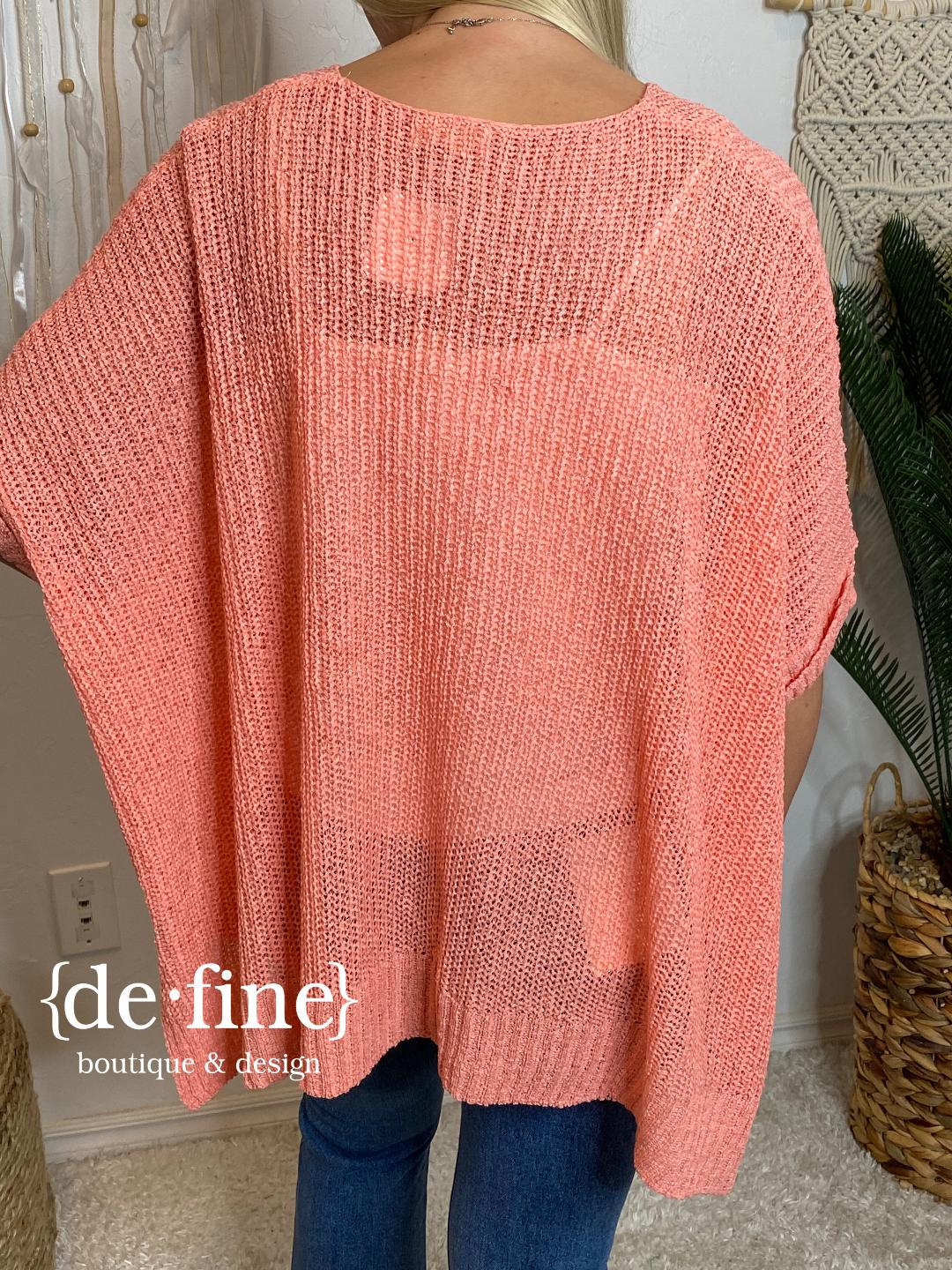 Coral Oversized Summer Sweater