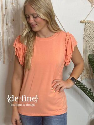 Coral Top with Butterfly Sleeves