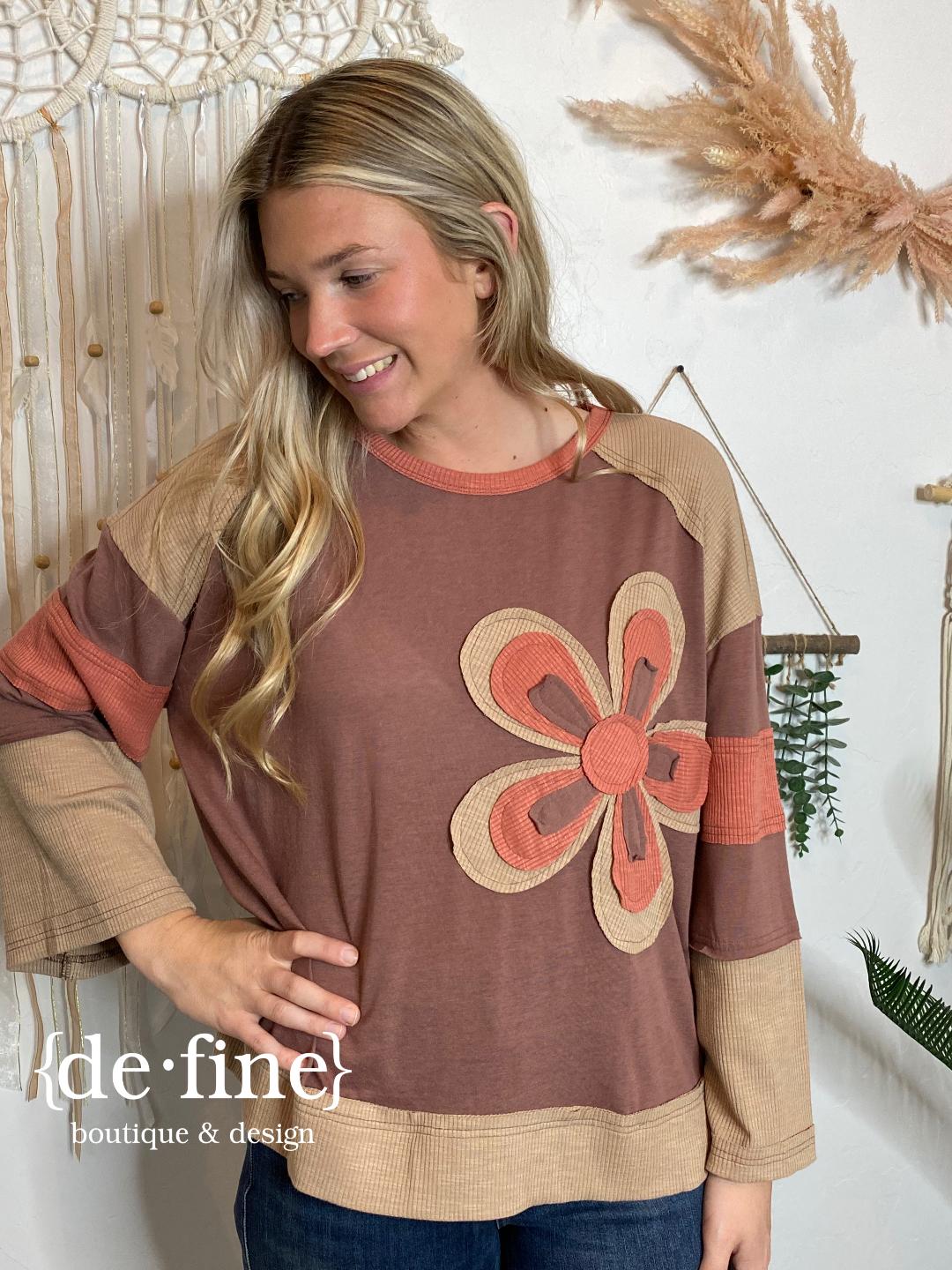 Fall Days Floral Applique Sweatshirt