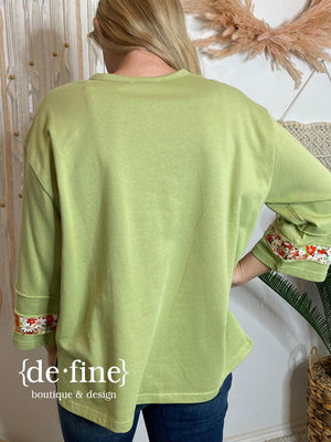 Pistachio Sweatshirt with Flower Applique Regular & Curvy