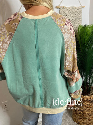 Turquoise Top with Multi Sleeves in Regular & Curvy