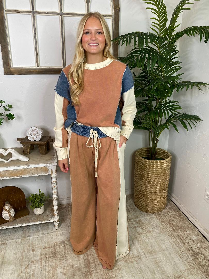 Cinnamon & Navy Jogger Pant Set - Sold Separately