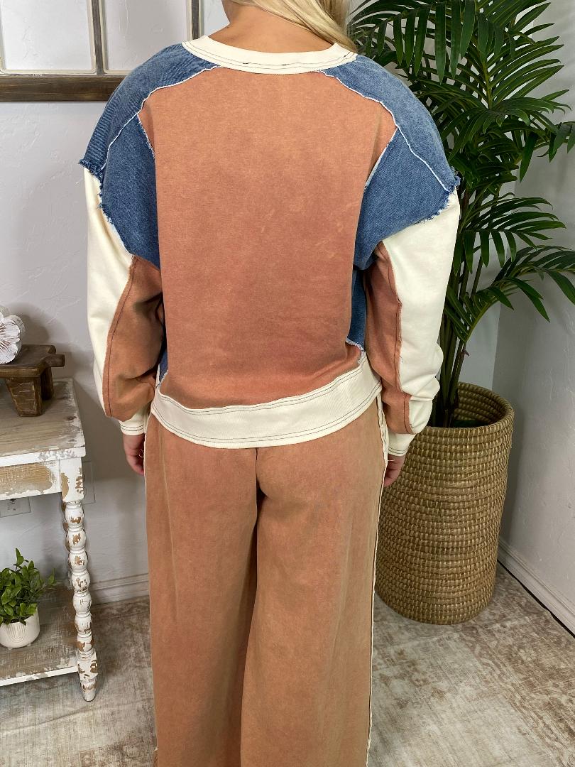 Cinnamon & Navy Jogger Pant Set - Sold Separately