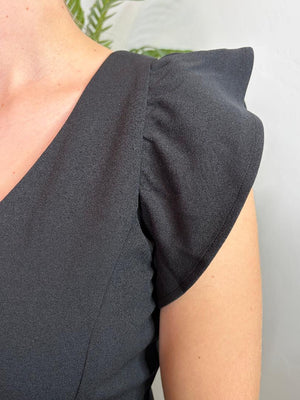 Black V-Neck Ruffle Jumpsuit
