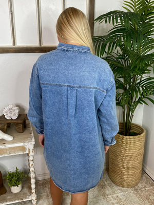 Western Yoke Embroidered Denim Dress