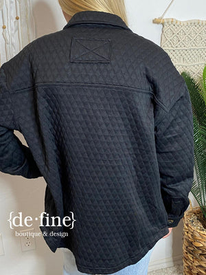 Black Diamond Textured Button Down Shacket