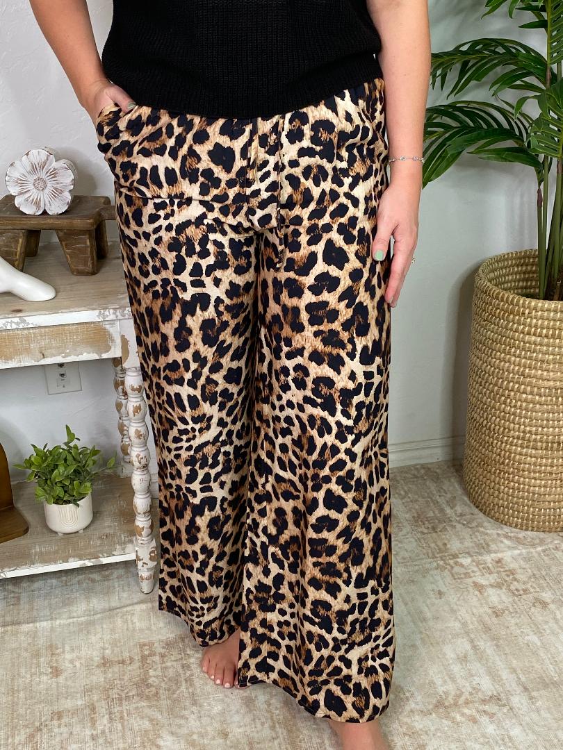 Leopard Printed Straight Leg Pants